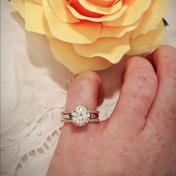 White Sapphire and Rose Gold Wedding Wrap Ring - Picture 6 of 8